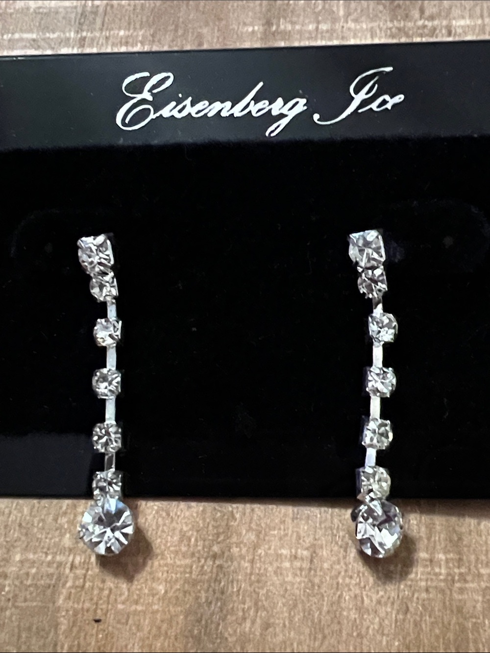 3/$18 Eisenberg Ice Silver Crystal Drop Earrings Lot 729